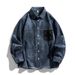 2024 Autumn High-quality Trendy Denim Men's Korean Version Pure Cotton Workwear Style Couple Long Sleeved Shirt Jacket_voghion.com