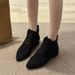 2023 Autumn Winter New Short Low Women's Pointed Toe Suede Front Lace-up Solid Color Chunky Heel Fashion Boots_voghion.com