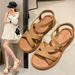 2025 Spring And Summer New Roman Soft Elastic Band Thick Bottom Tale Style Women's Beach Flat Sandals_voghion.com