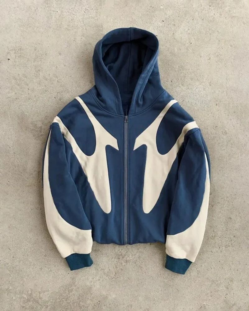 Herrenbekleidung Y2K Spring Gothic Hip Hop Street Retro Farbblocking Hoodie Unisex Loose Zipper Sweater_voghion.com