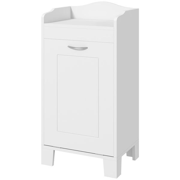 HOMCOM 31' Tilt Out Laundry Hamper, Free Standing Bathroom Storage Cabinet, Home Organizer, White_voghion.com