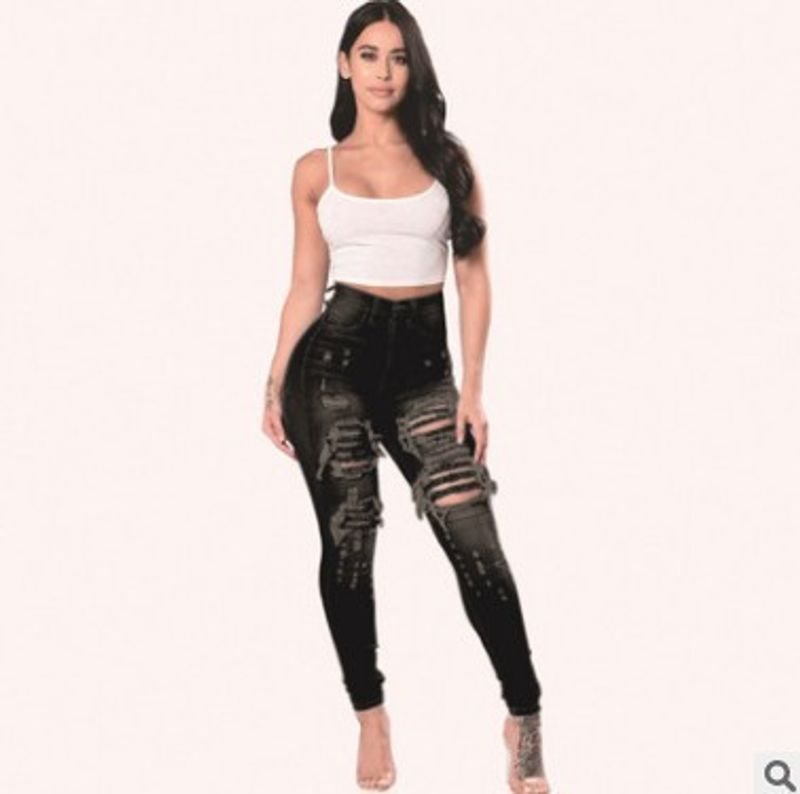 Îmbrăcăminte pentru femei Blugi rupți Pantaloni skinny pentru femei_voghion.com