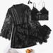 "Women's Sexy Lace Pajama Set - Soft Breathable Sleepwear With Leopard Print & Black Options, Plus Size Comfort For Home & Lounge"_voghion.com