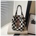 Niche Design Black And White Quilted Knit Tote Handbag Casual Versatile Large Capacity Crossbody Bag_voghion.com