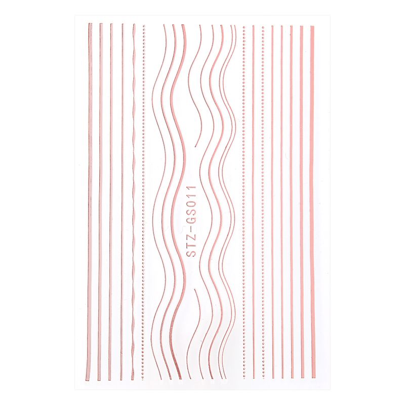 1PCS Rose Gold Lines 3D Nail Sticker Geometric Waved Stripe Decals Self Adhesive Slider Decoration Nail Art Tr_voghion.com