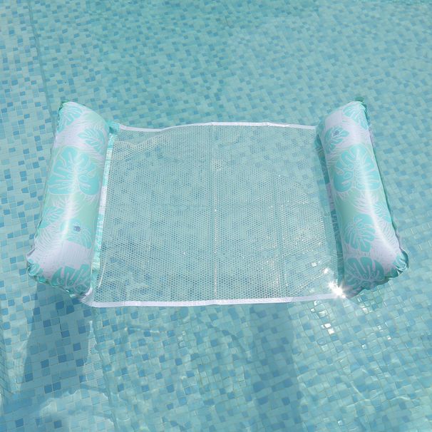 Opblaasbare hangmat met bladpatroon - Verdikt PVC drijvend bed voor volwassenen met versterkt gaas (opvouwbaar en robuust voor gebruik in zwembaden, meren en stranden)_voghion.com