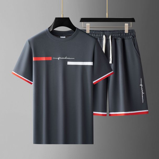Herrenbekleidung Neuer hochwertiger zweiteiliger Sportanzug für Herren mit 3D-Digitaldruck, T-Shirt, Rundhalsausschnitt, Kurzarm-Shorts-Anzug_voghion.com