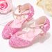 Girls shoes Children glitter performance high heels gold powder silver four seasons children princess glass shoes_voghion.com
