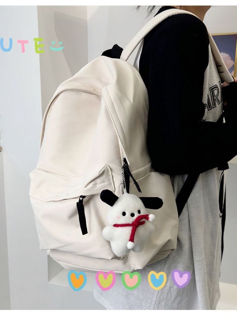 Sacs à dos simples et de grande capacité pour étudiantes Instagram, de couleur unie, pour collégiennes et étudiantes_voghion.com