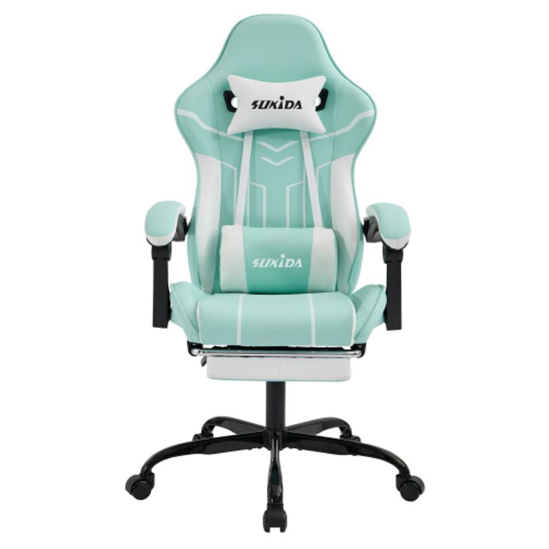 Gaming Stuhl Computerstuhl Ergonomischer Gaming Chair Mit Fußstütze Bürostuhl Ergonomischer Computerstuhl Mit Lendenwirbelstütze Mintgreen_voghion.com