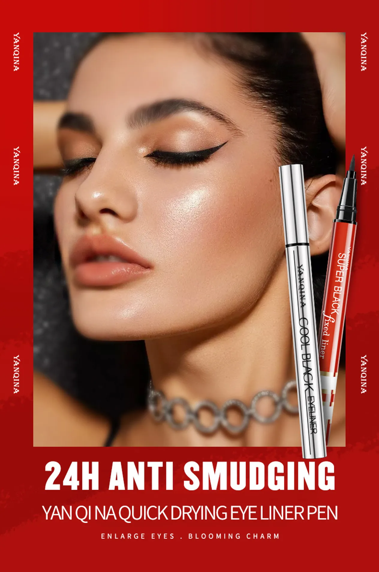 YANQINA beauty silver tube liquid waterproof and non smudging Thai same eyeliner pen makeup_voghion.com