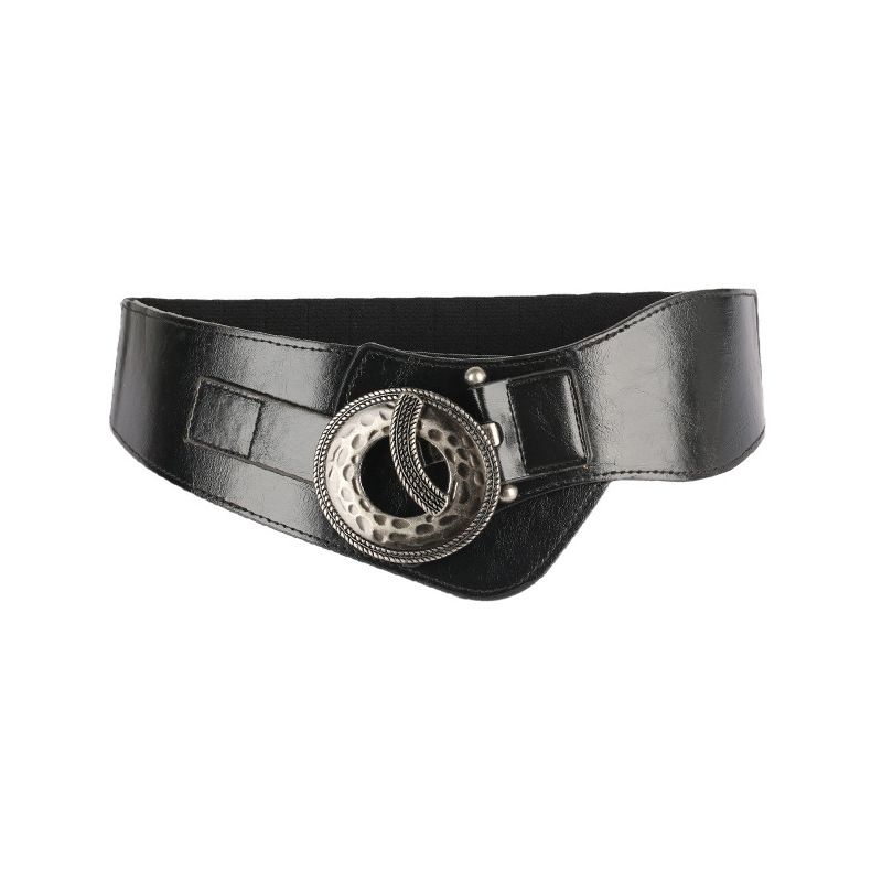 Nieuwe riem met elastische en brede tailleband voor vrouwen in Europa en Amerika, eenvoudige retro-decoratie, donsjack met leren tailleband_voghion.com