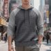 Herenkleding Zware kleurblok hoodie met capuchon, relaxte pasvorm en trekkoord voor casual streetwear (zwart/grijs, legergroen/beige)_voghion.com
