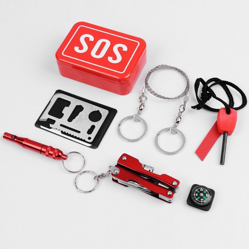S0S tool emergency equipment set box car emergency supplies Survival Survival equipment SOS outdoor self-rescue_voghion.com