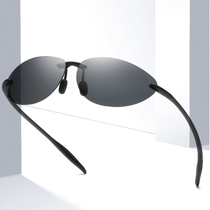 Frameless Polarized For Men Trendy Matrix Style Sunglasses Driver's Driving Glasses_voghion.com