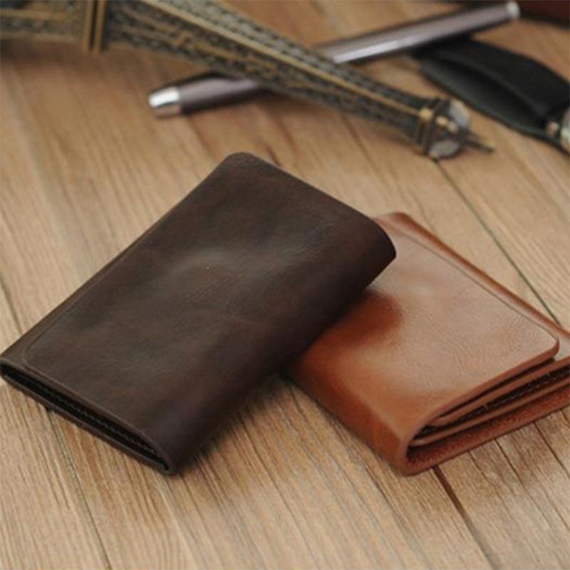 Lihanbao Cartera corta con tarjetero y hebilla magnética de cuero con suela de cerdo a la moda para hombre, color marrón_voghion.com