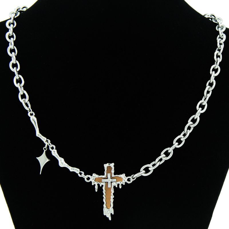 Collier ras du cou unisexe tendance en acier titane avec pendentif croix créatif de style Ins_voghion.com