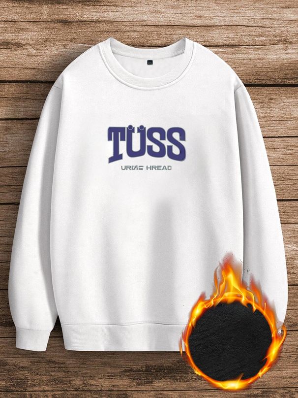 Suéter de cuello redondo de color liso de forro polar para hombre, ropa de trabajo de manga larga de algodón de caramelo_voghion.com