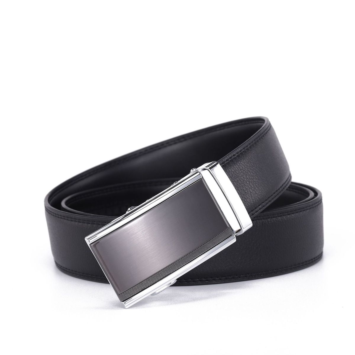 Cinto masculino de couro bovino premium com fivela automática - Ideal para negócios e ocasiões casuais (Impermeável e durável)_voghion.com