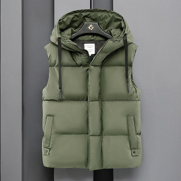 Gilet con cappuccio da uomo, versione coreana invernale, versatile e alla moda, gilet termico da esterno per studenti, in velluto spesso e imbottito in cotone_voghion.com