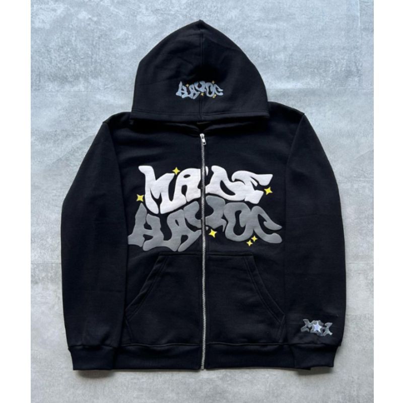 Hoodie met rits en 9,6 letterprint_voghion.com