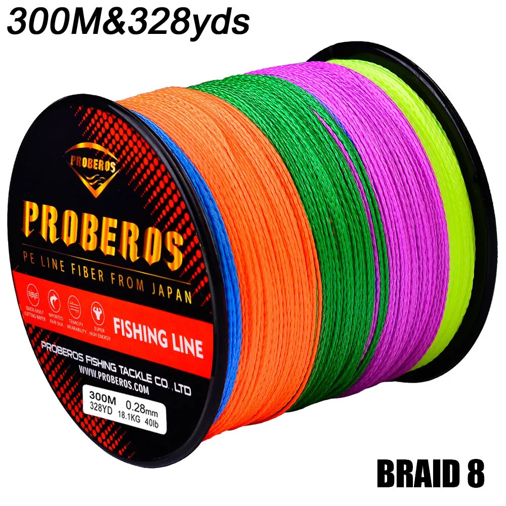 Lignes de pêche 8 tresses 300 m Ligne de pêche PE tressée puissante Ligne principale pour la pêche au rocher et la pêche en mer_voghion.com