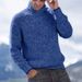 Herrenbekleidung hoher Kragen zweifarbiger dicker Pullover warmer Wollpullover_voghion.com