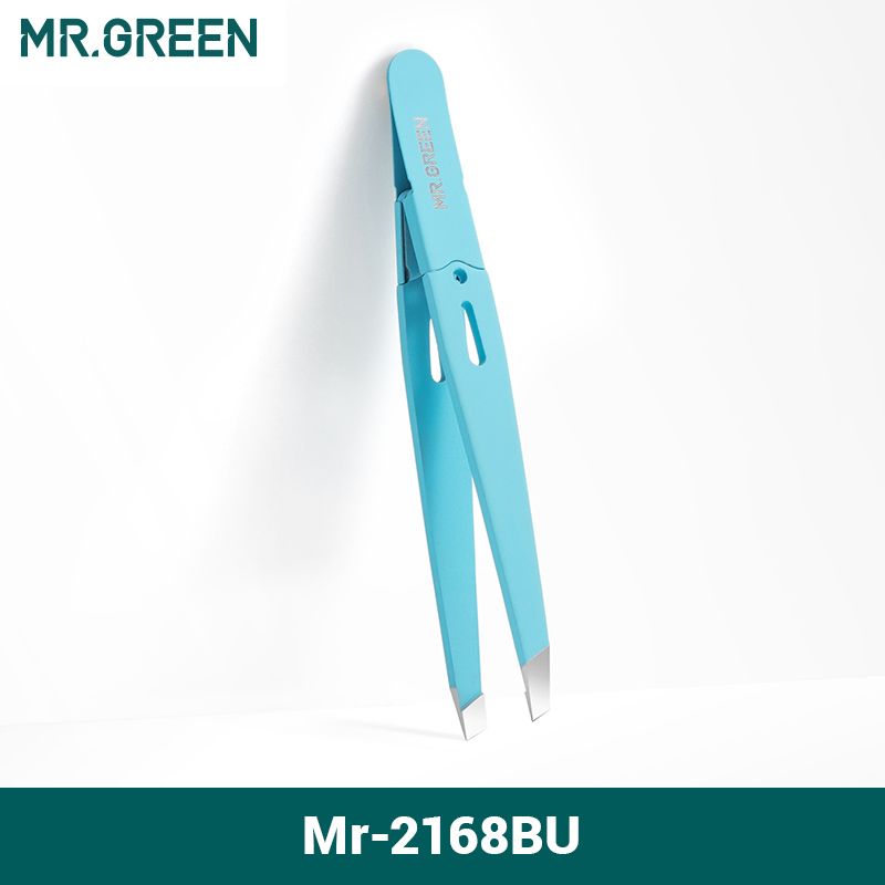Eyebrow MR.GREEN  Tweezer Colorful Hair Beauty Fine Hairs Puller Stainless Steel Slanted Eye Brow Clips Re         s_voghion.com