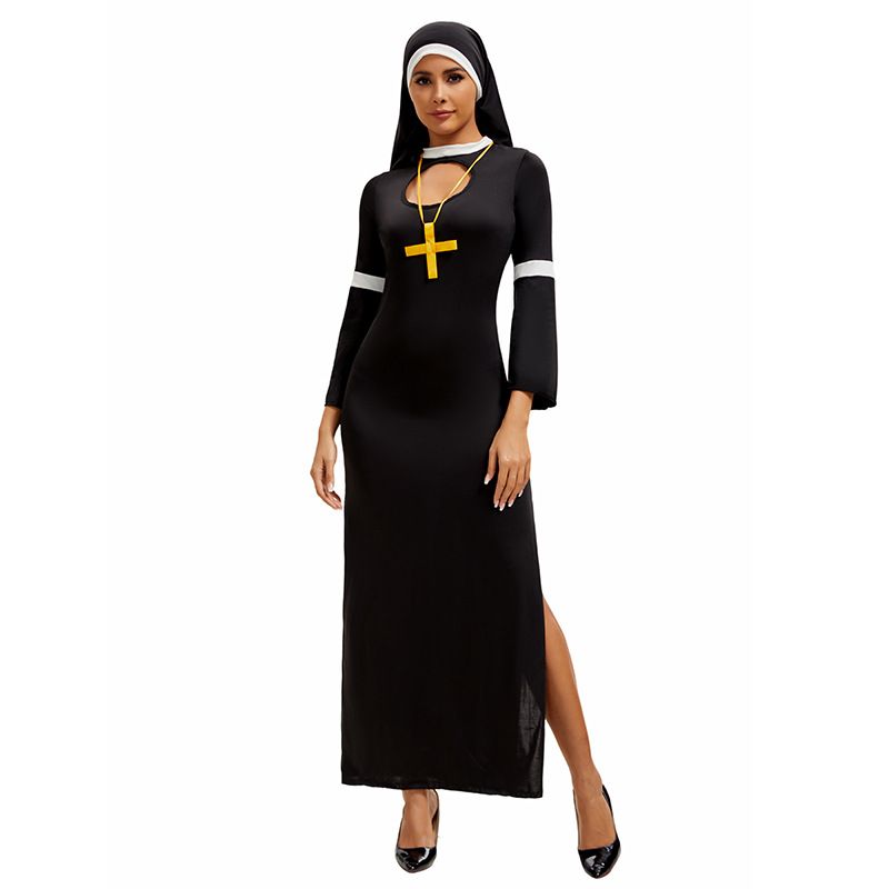 Kostim za ples i šminkanje za Noć vještica, cosplay, uniforma časne sestre za igranje uloga, veličine M-XL_voghion.com