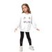 Mutter & Kinder INS Mädchen 2-teiliges Sweatshirt & Katzengesichts-Print Rundhals Langarm-Sweatshirt + Strumpfhose Set_voghion.com