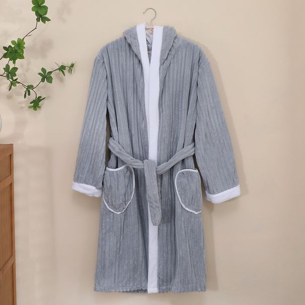 Soft Touch Micro Fleece Huva Morgonrock Plysch Lång Spa Robe Absorberande Morgonrock_voghion.com
