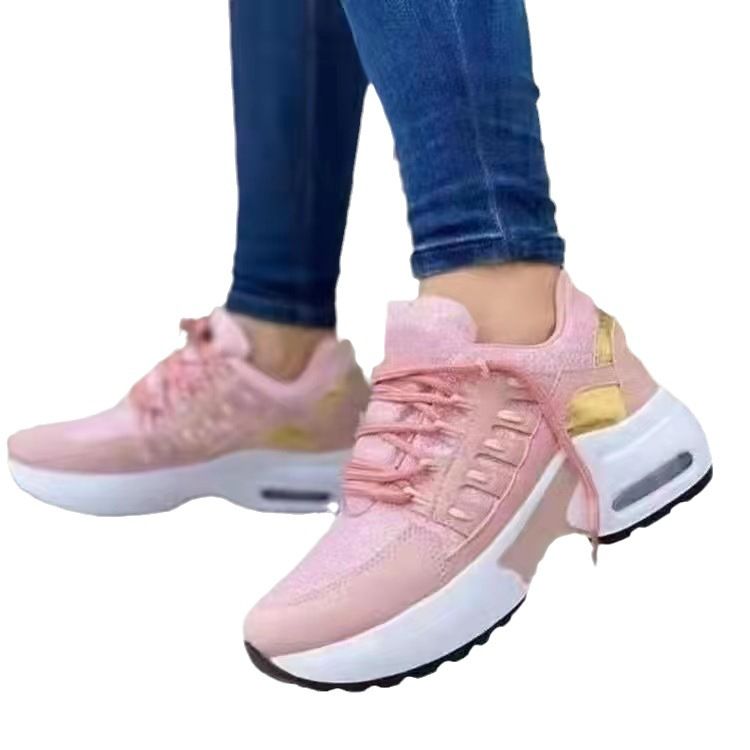 Large Size Single Shoe Women's With Thick Sol Sloping Heels, Sports Leisure Elevated Air Cushion Sho, And Trendy_voghion.com