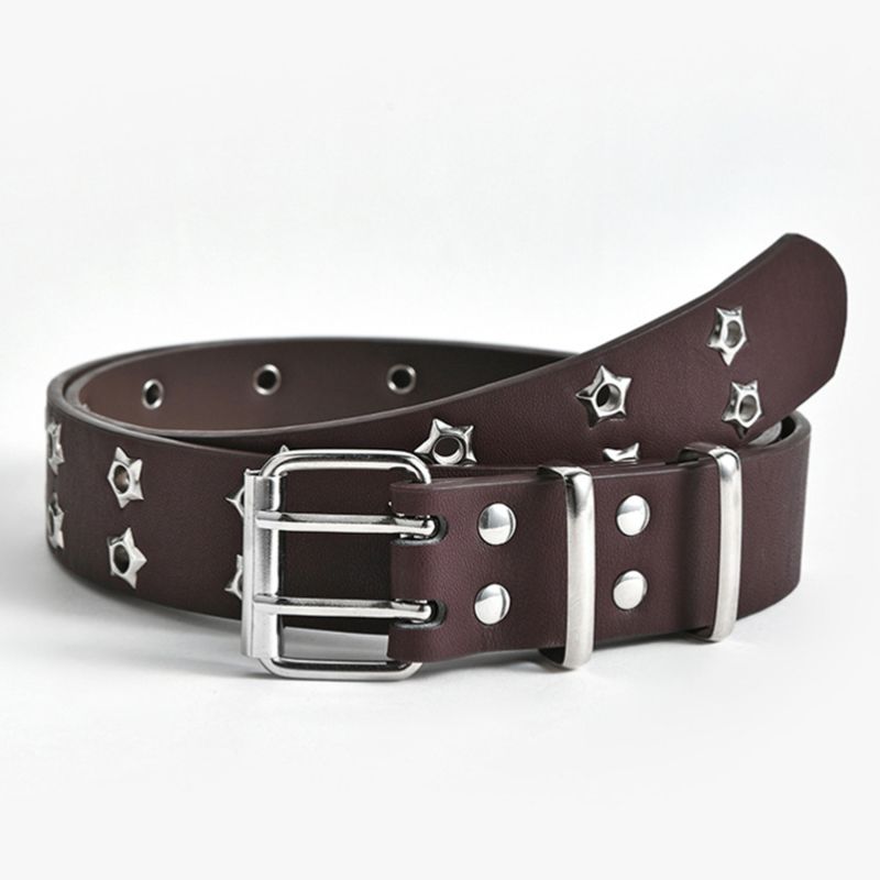 HOT GAOKE Hollow Bullet Decoration Fashion Ladies Leather Studded Gift Man's Goth Rock Wild Adjustable Women Punk Black Belt_voghion.com