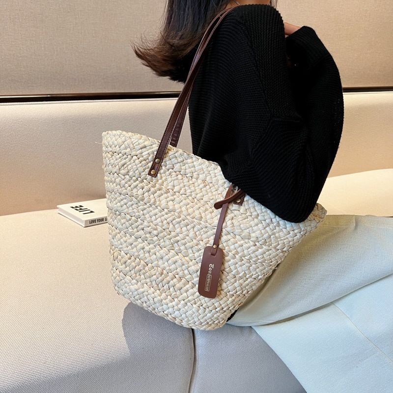 Borsa da donna grande con capacità Borsa in tessuto Borsa a tracolla nuova estate 2023 Borsa a secchiello portatile multifunzionale_voghion.com