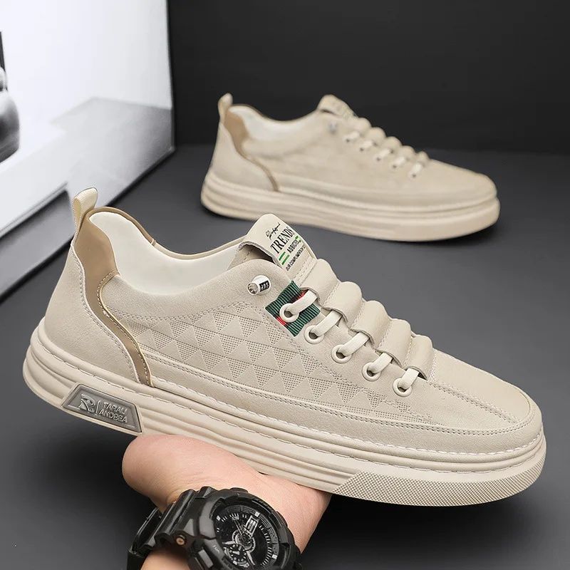 AutumnMen's Versatile Casual Board Shoes Lightweight Soft Bottom Waterproof Small White Trendy Shoes Men's Flight Fighter Boots_voghion.com