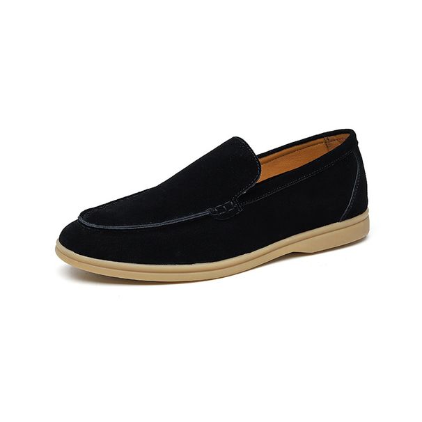 Autumn One Foot Leather Men's High-end Business Casual Korean Version British Black Bean Shoes Lazy Loafers_voghion.com