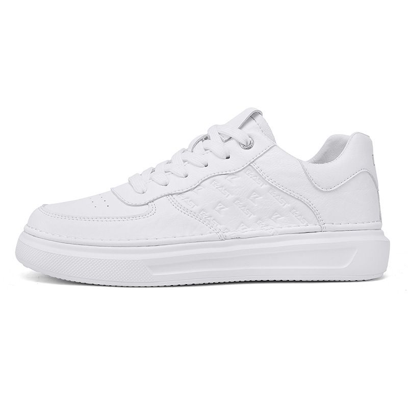 Herenschoenen Hoogwaardige leren witte schoenen Trendy casual schoenen Schoenen met rubberen en kunststof zool_voghion.com