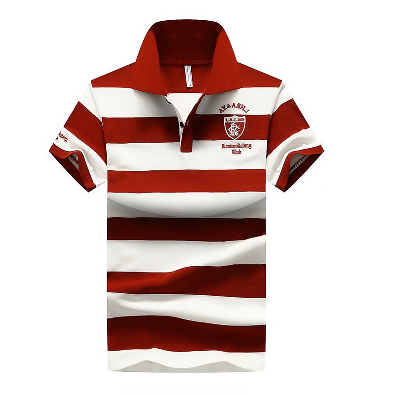 Nieuwe zomerkleding heren katoenen poloshirt met korte mouwen mode gestreept T-shirt buitenlandse handel plus size revers_voghion.com