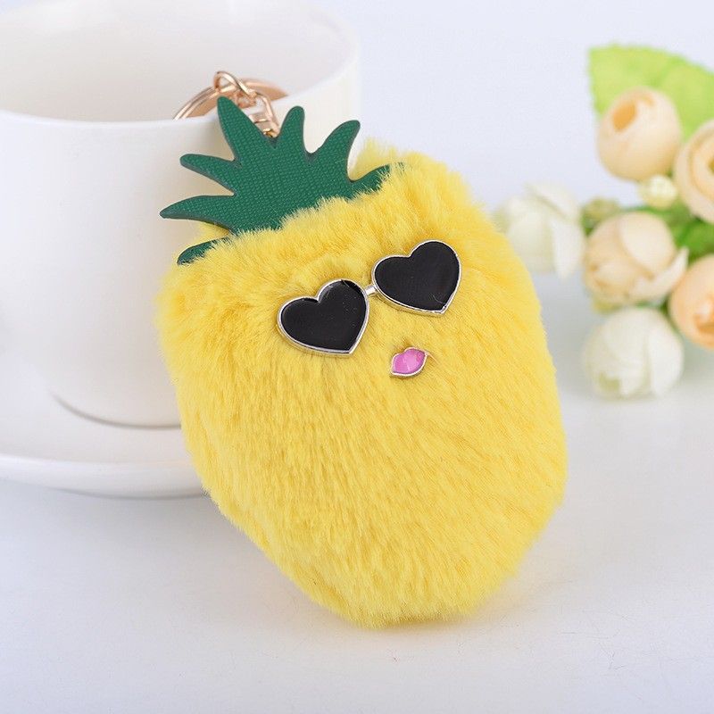 Porte-clés créatif en résine ananas, version coréenne, pour femmes, accessoires de sac, petit cadeau, pendentif exquis pour voiture_voghion.com