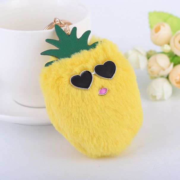 Porte-clés créatif en résine ananas, version coréenne, pour femmes, accessoires de sac, petit cadeau, pendentif exquis pour voiture_voghion.com