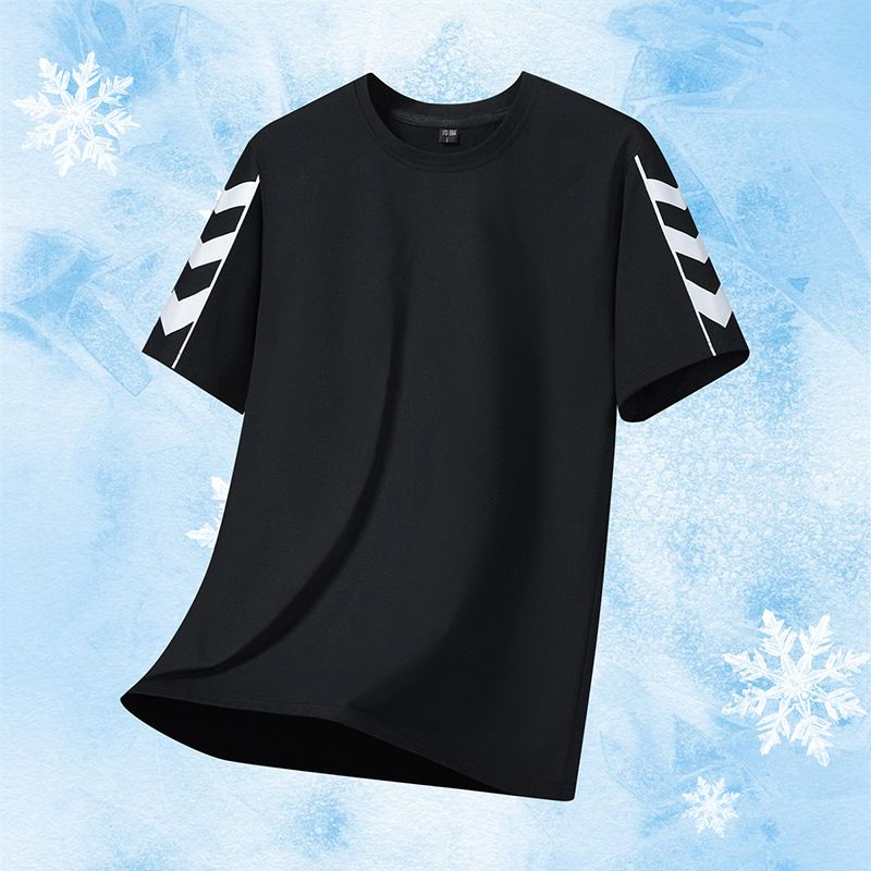 Maglietta estiva personalizzata da uomo a maniche corte, casual, sportiva, in seta ghiacciata, traspirante, ad asciugatura rapida, di alta qualità, semplice, alla moda, versatile_voghion.com