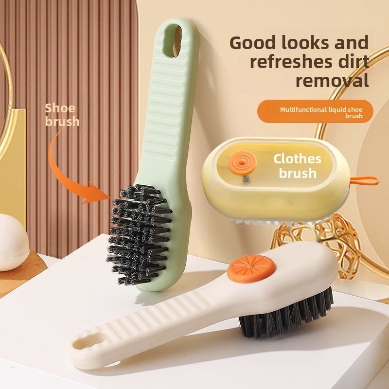 Multi-Functional Shoe Brush Household Press-Type Liquid Dispensing Soft Bristle Laundry Cleaning Cultural Creative_voghion.com