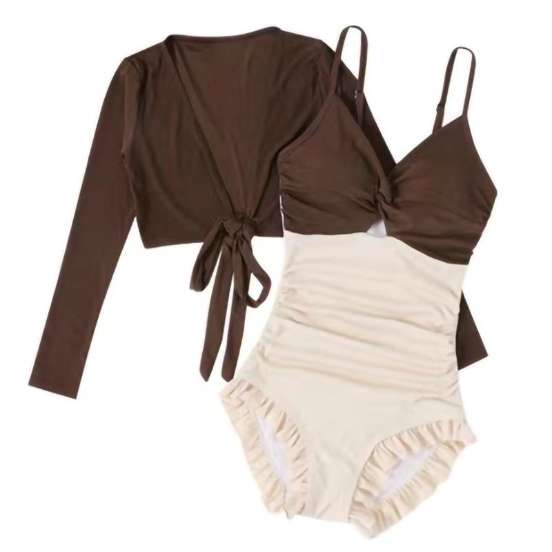 Swimsuit Women's Slightly Fat Girl Covering Meat Small Long Sleeves Conservative High Sense Pure Desire Style_voghion.com