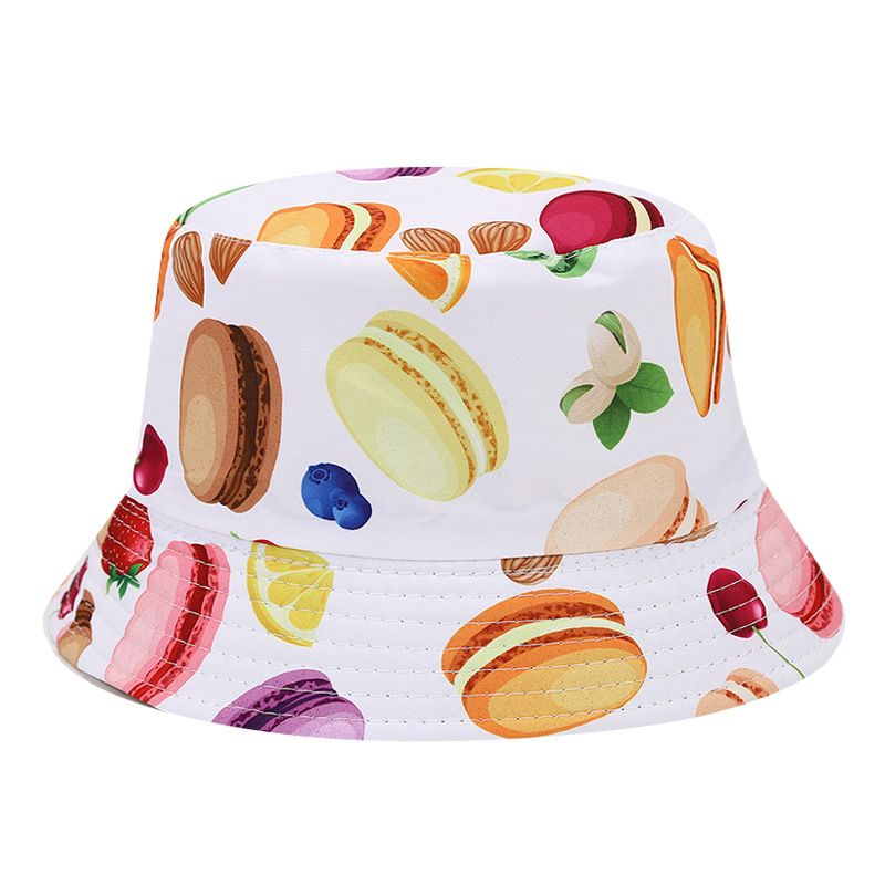 Kindermode Außenhandel Kinder Fischerhut Macaron Obstdruck Beckenhut Frühling und Sommer Jungen und Mädchen große Krempe Sonnenhut Sonnenschirm_voghion.com