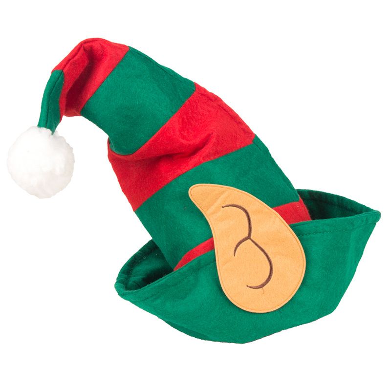 Christmas hat Christmas hat clown hat ears red and green striped hat Christmas party decorations children's elf hat_voghion.com