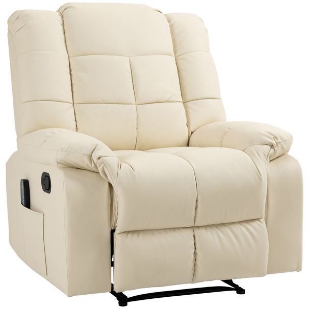 Massagesessel Fernsehsessel Elektrisch Relaxsessel Mit Massagefunktion Kunstleder Holz Stahl Schaumstoff Cremeweiß 94x99x99 cm Für Entspannung_voghion.com