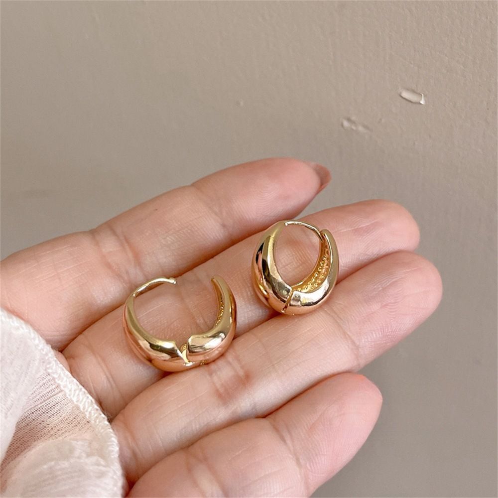 Orecchini a cerchio lisci in argento con goccia d'acqua per donna, stile vintage di Hong Kong di alta qualità, stile minimalista, versatili_voghion.com
