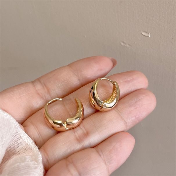 Orecchini a cerchio lisci in argento con goccia d'acqua per donna, stile vintage di Hong Kong di alta qualità, stile minimalista, versatili_voghion.com