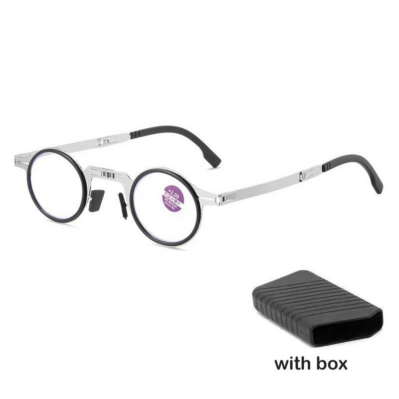 Opvouwbare leesbril draagbaar voor mannen metalen ronde vierkante anti-blauw licht bril mannen presbyopie gafas met dioptrieën plus_voghion.com