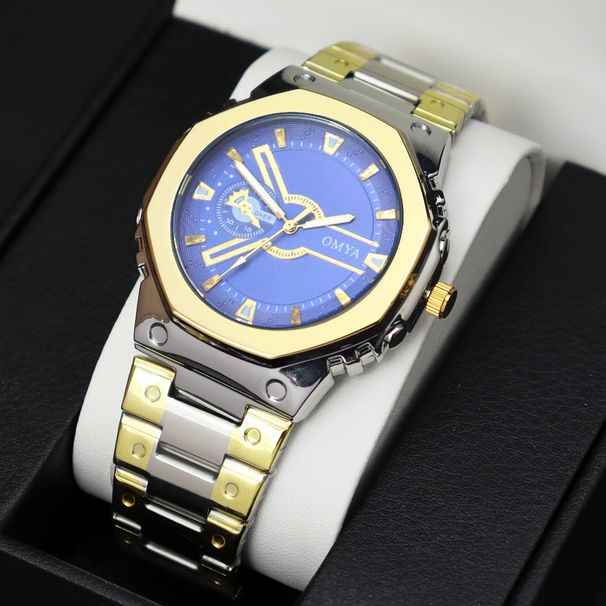 Relógio masculino quadrado à prova d'água com mostrador e pulseira de aço inoxidável, relógio empresarial com calendário_voghion.com